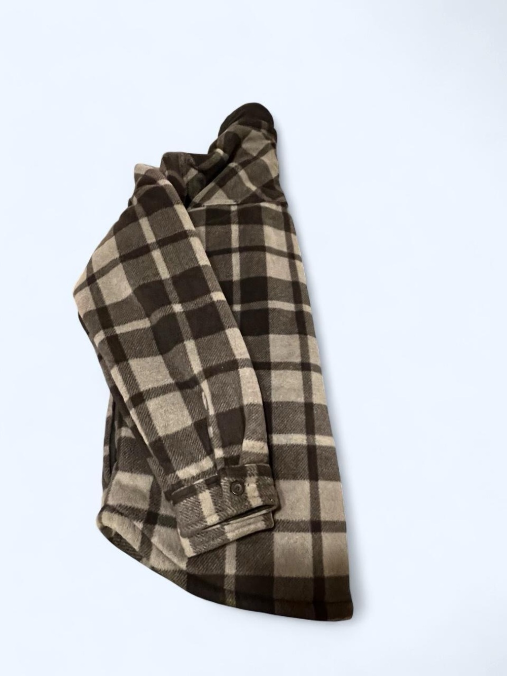 Weatherproof Men's Plaid Shirt Jacket in Brown and Cream